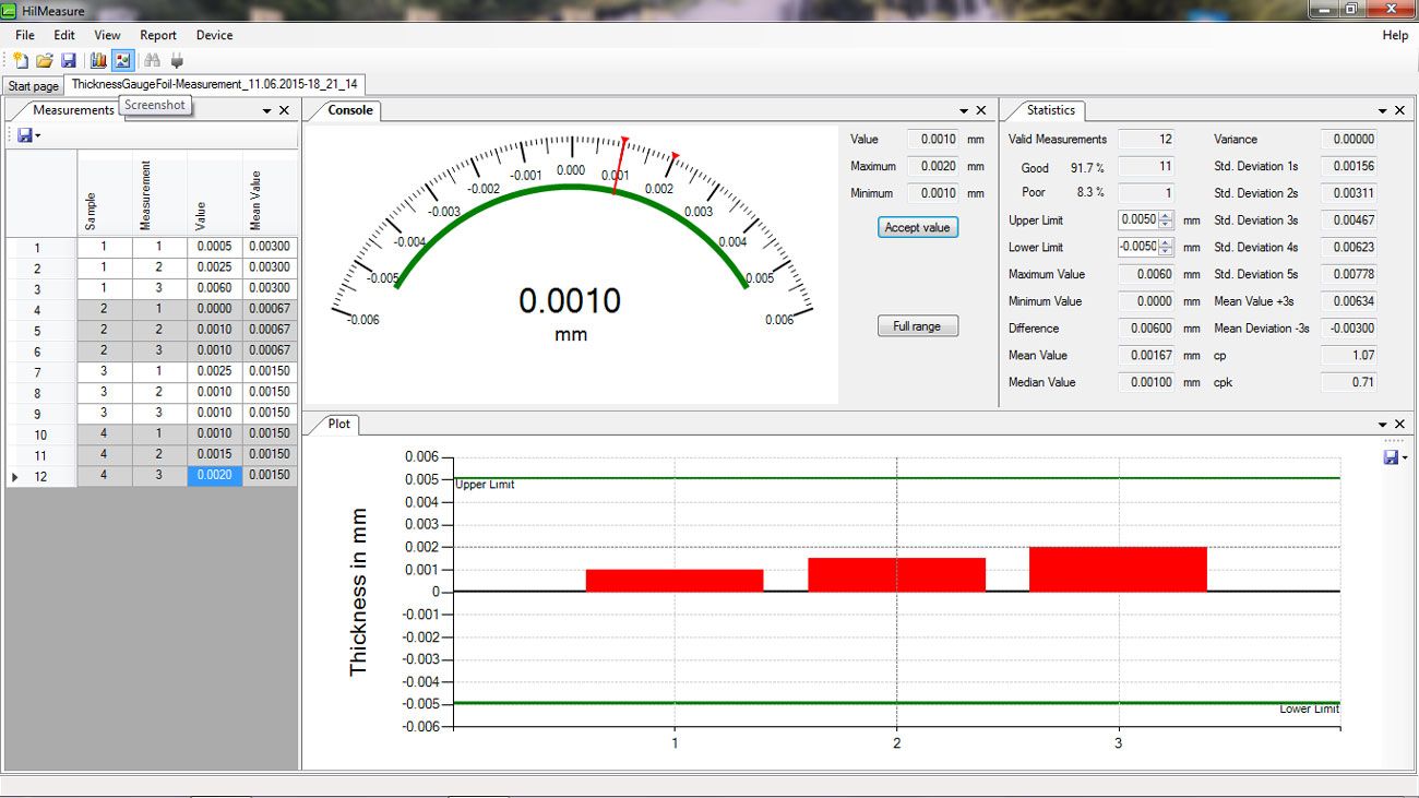 Thickness Gauge for Films and Foils Software